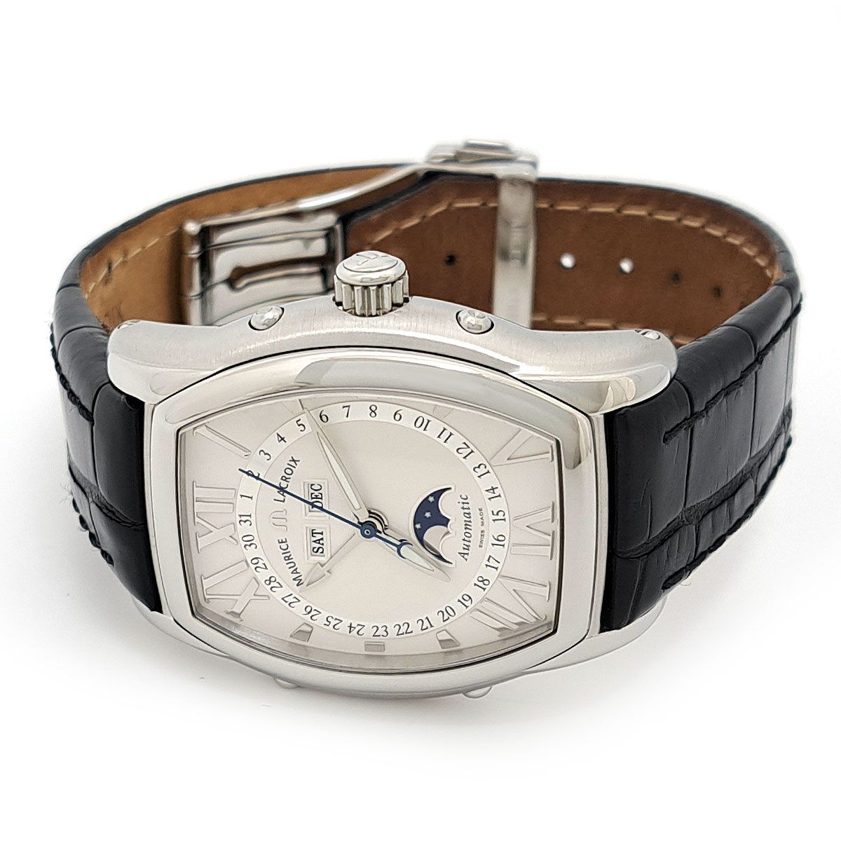  モーリスラクロア マスターピース ムーンフェイズ トノー MP6439 自動巻き ステンレススティール メンズ MAURICE LACROIX 時計 体型カバー 自動巻き時計 腕時計(アナログ)