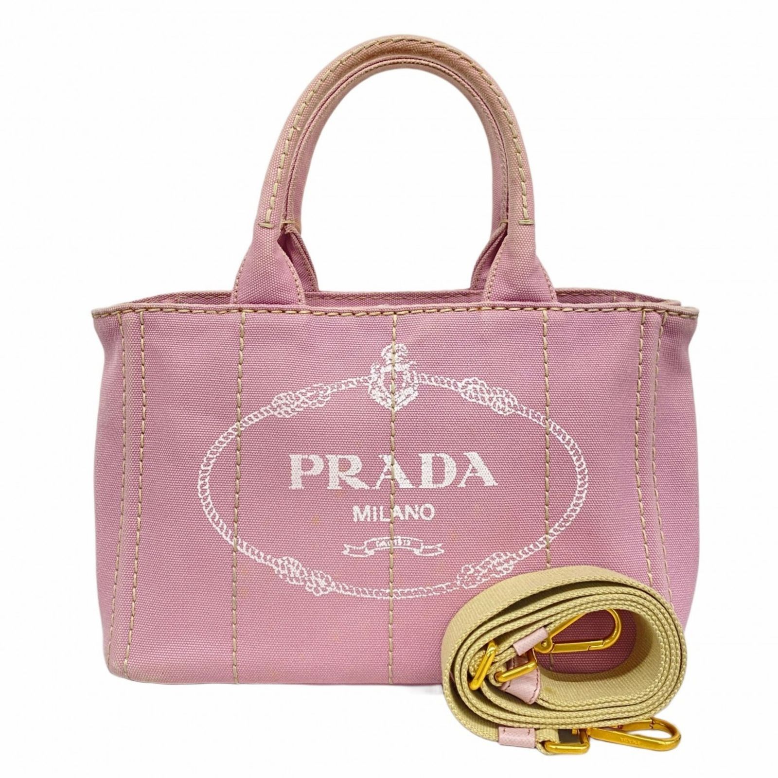 プラダ(Prada) プラダ トートバッグ カナパ キャンバス ピンク 2way