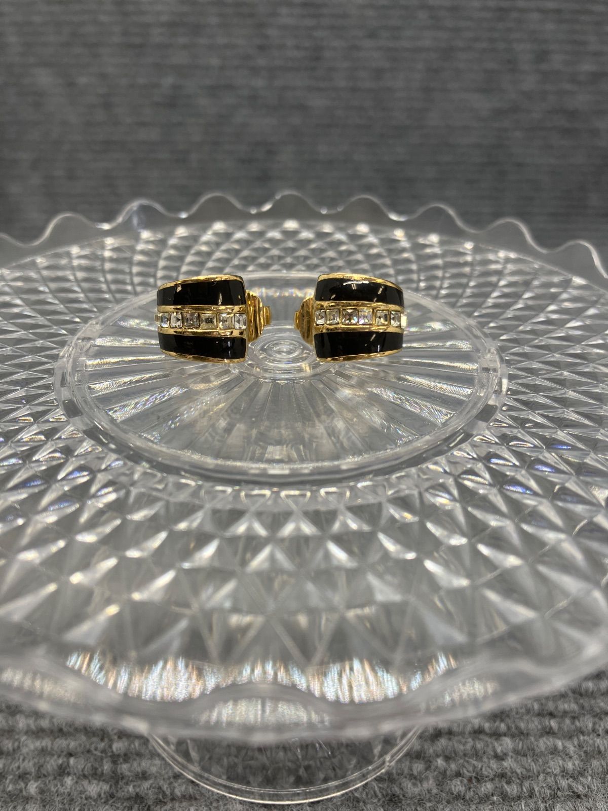 Christian Dior ディオール イヤリング ラインストーン ゴールド 76