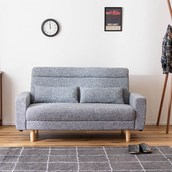 フォローで5 OFF 送料無料 2人掛け ソファ 幅150 グレー クッション2個付き 脚取り外し 2WAY ファブリック 布 北欧 ナチュラル シンプル モダン 開梱設置付き