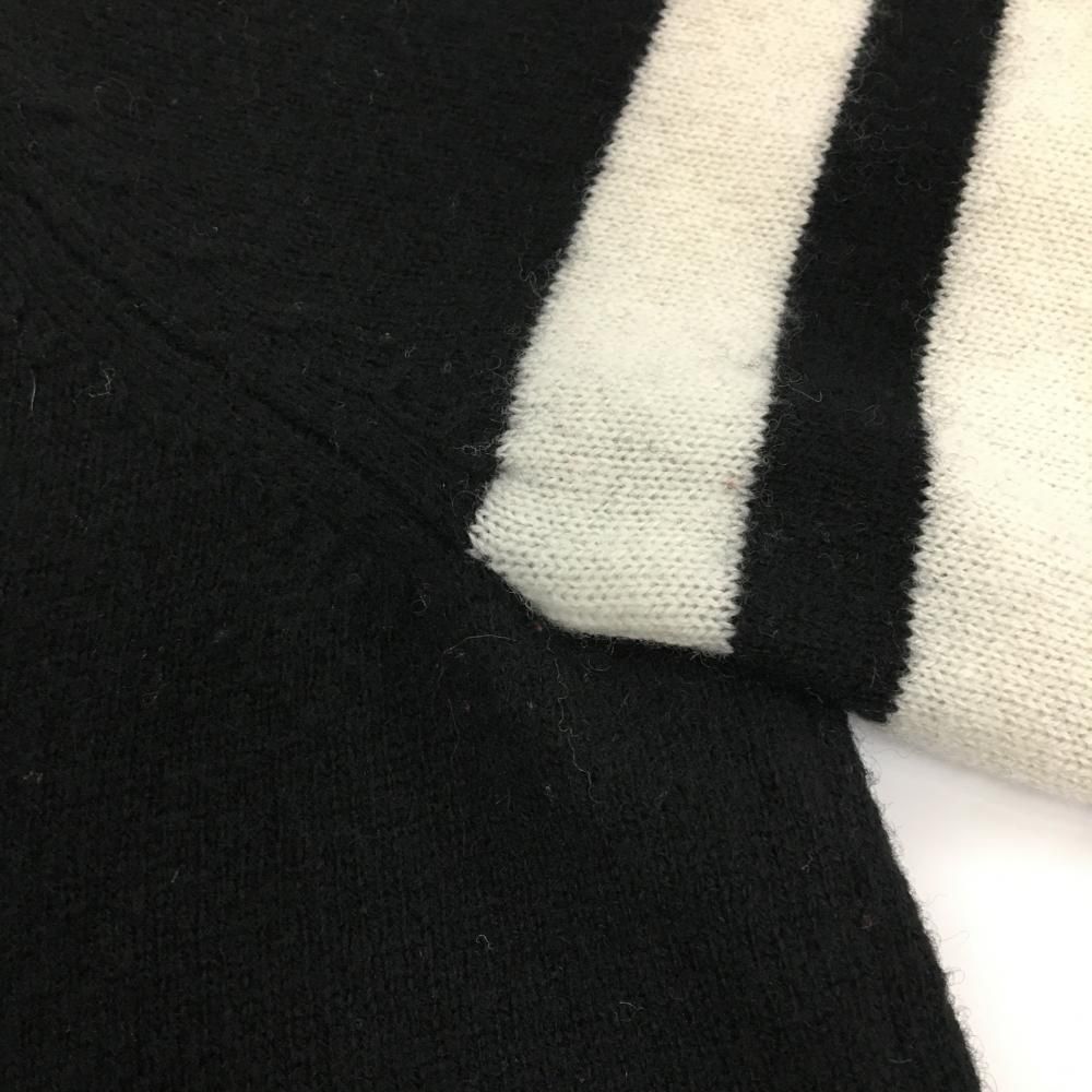 美品】パーリーゲイツ セーター 黒×白 フロントロゴ カシミヤ混 ニット