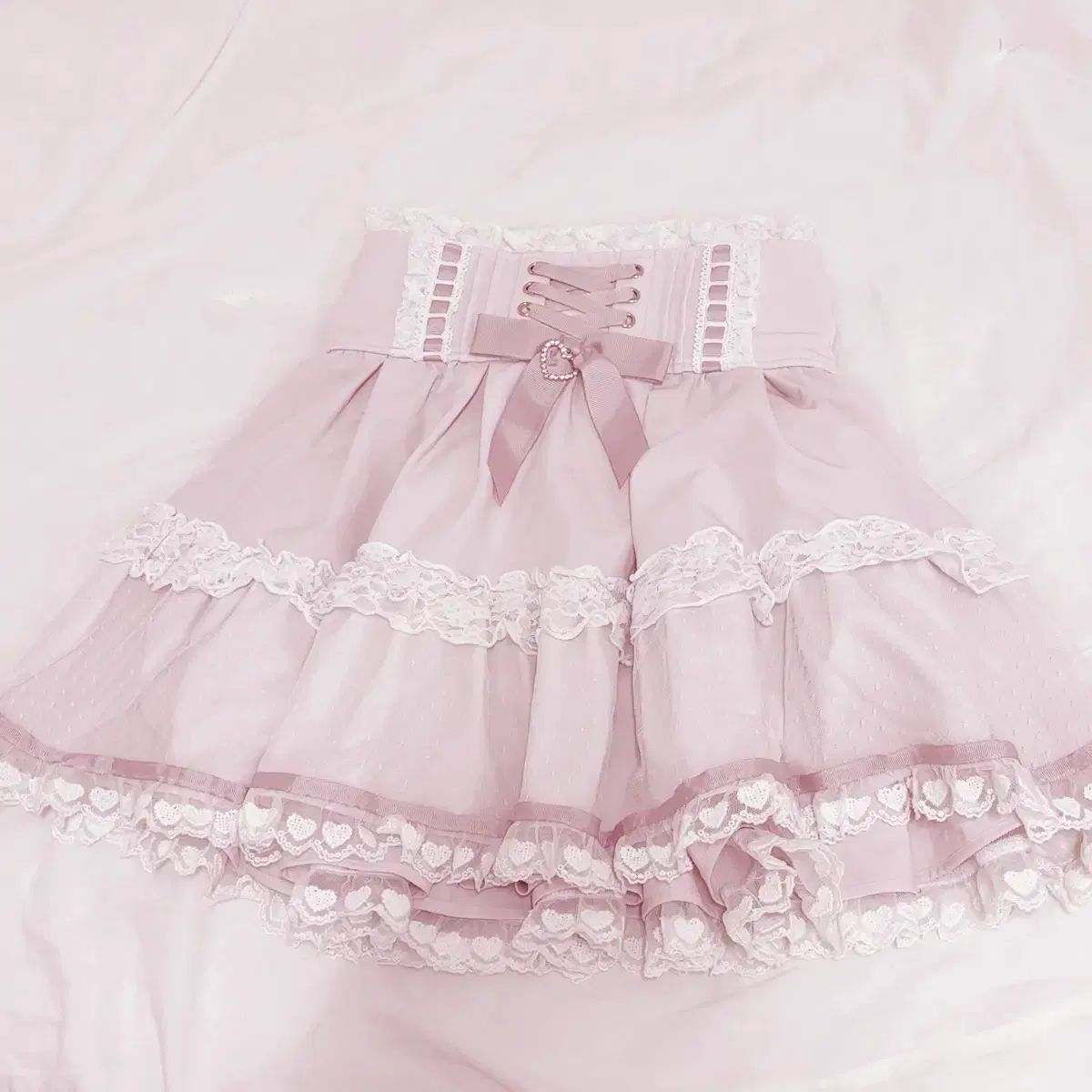 LIZLISA リズリサ フロントカシュクールスカート ピンク フロント