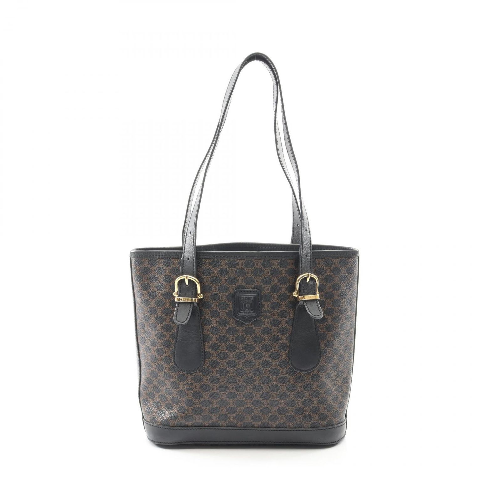 セリーヌ CELINE マカダム ショルダーバッグ バッグ PVCコーティングキャンバス レディース シルバー系 / ブラック系 【中古】 セリーヌ CELINE ショルダーバッグ マカダム ダークブラウン PVC