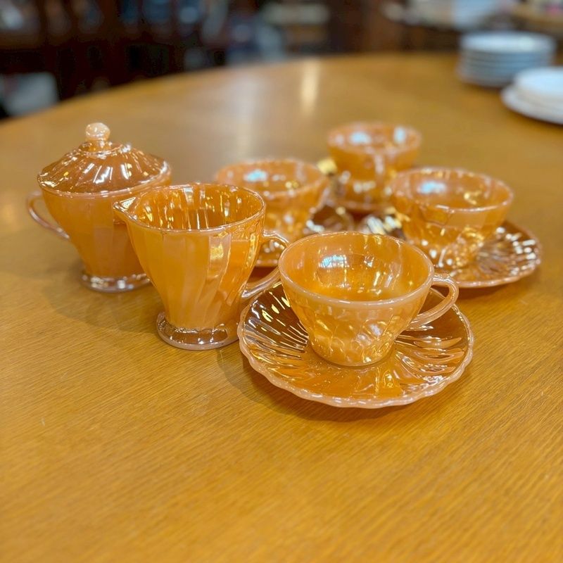 ファイヤーキング ティーセット Fire King シェルシリーズ ピーチ