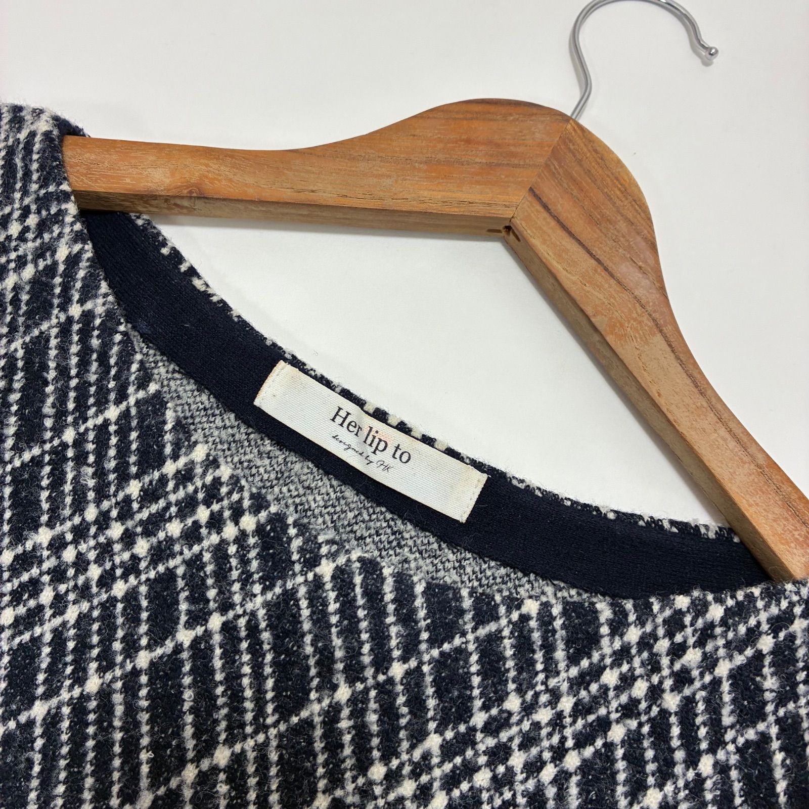 Herlipto ハーリップトゥ☆Vosges Jacquard Knit Dress M ネイビー