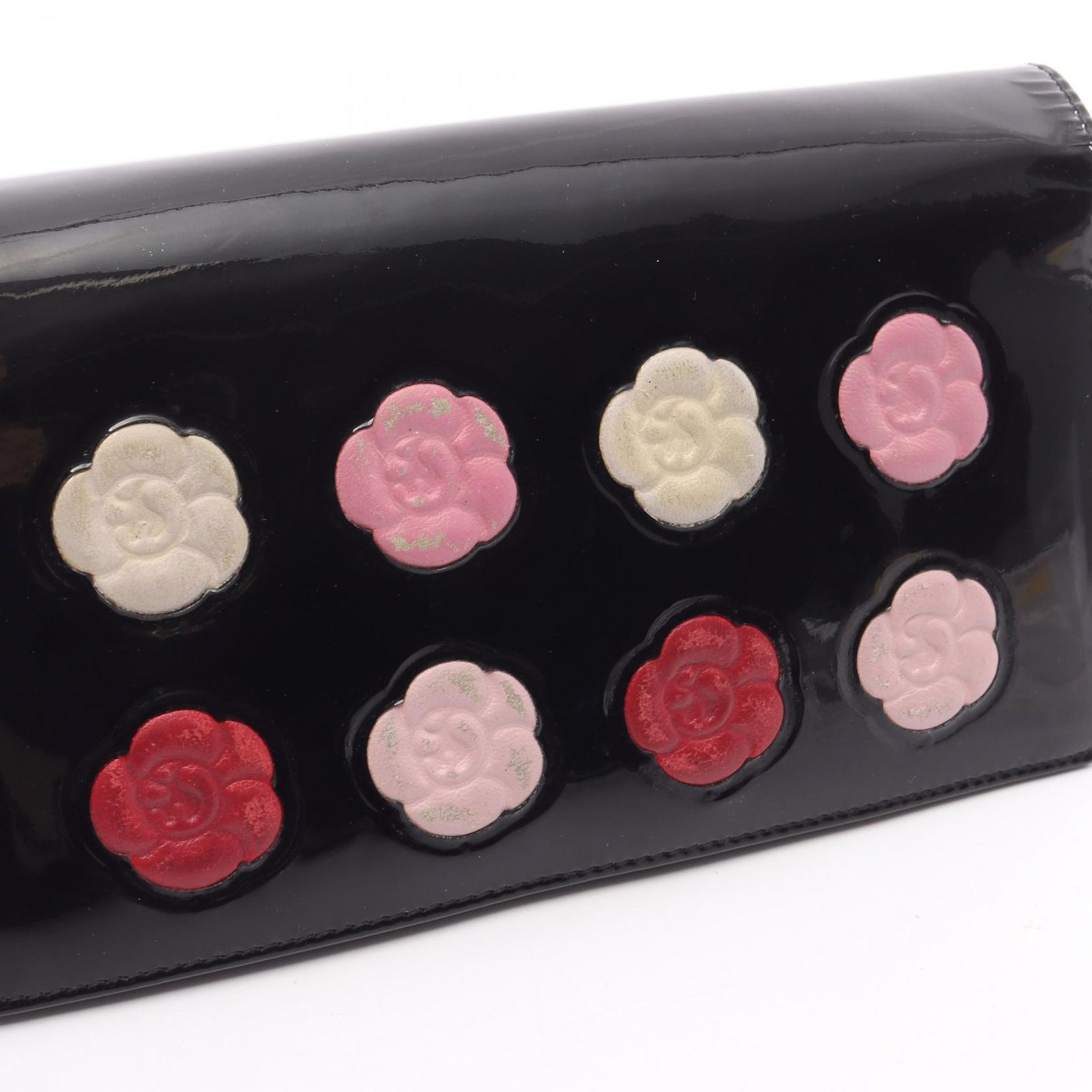 シャネル CHANEL 二つ折り長財布 カメリア メイクパレット A46074