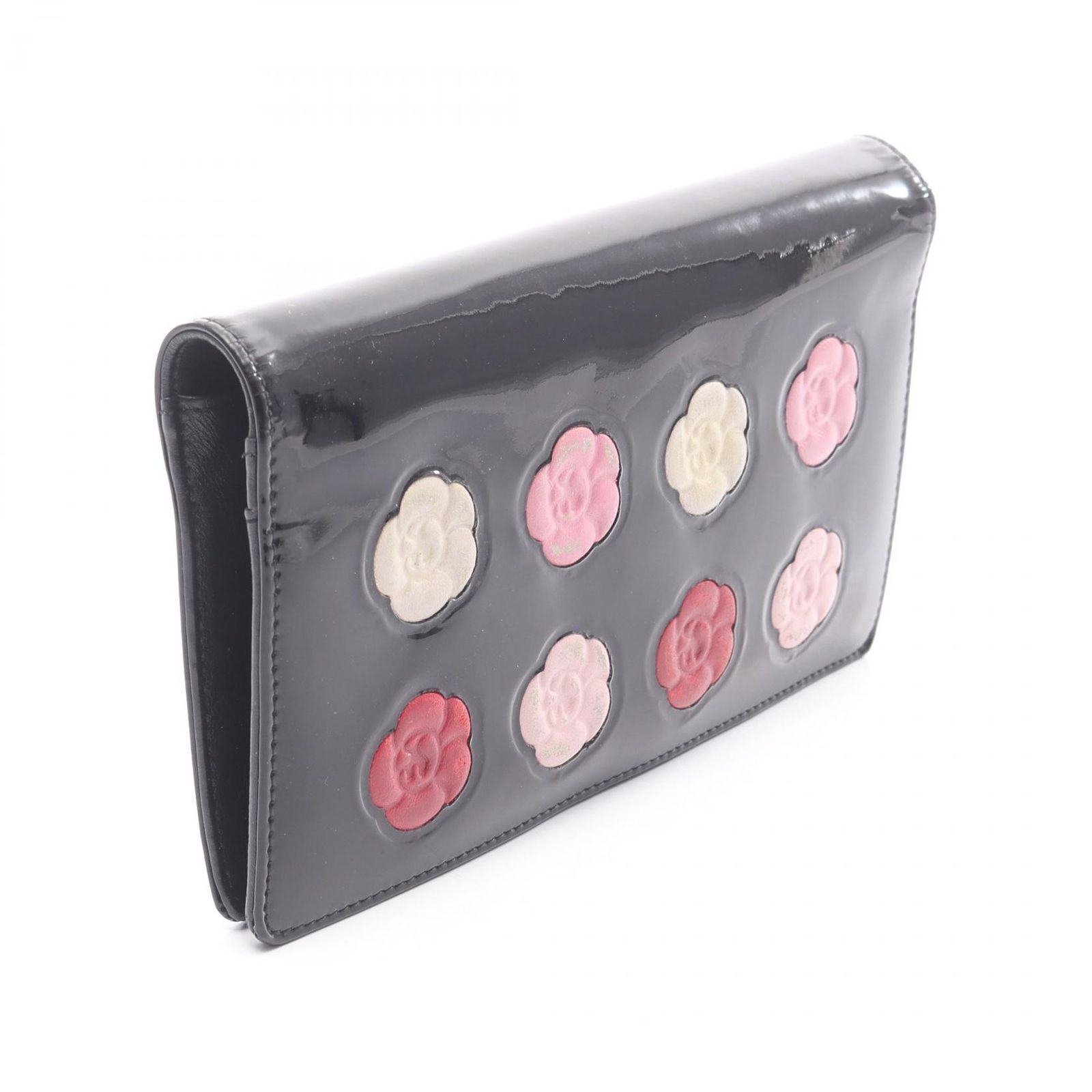 シャネル CHANEL 二つ折り長財布 カメリア メイクパレット A46074