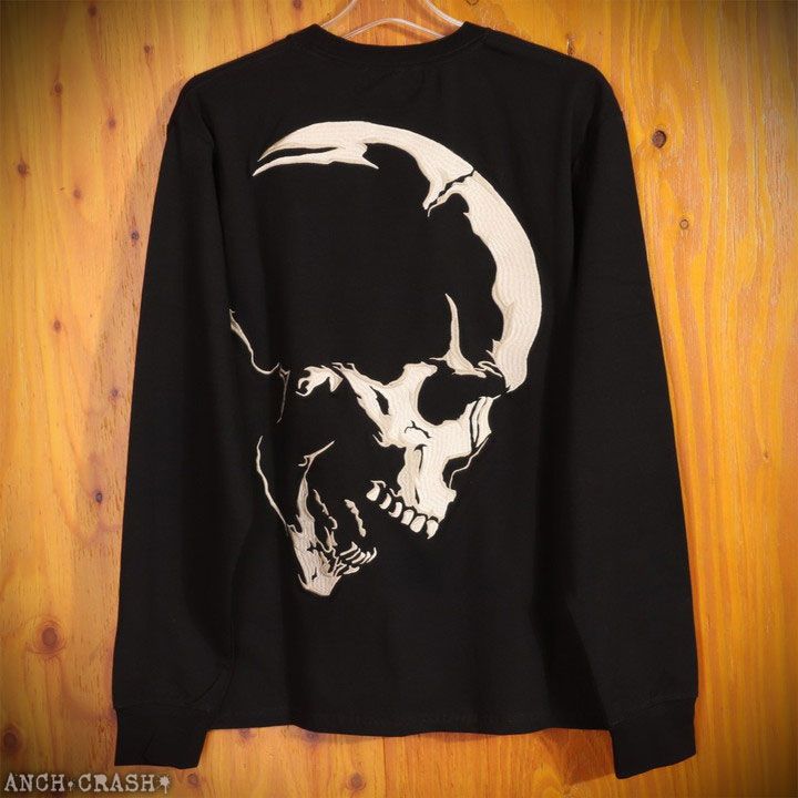 VANSON バンソン スカル ロンT NVLT-2411 長袖Tシャツ ベア天 刺繍
