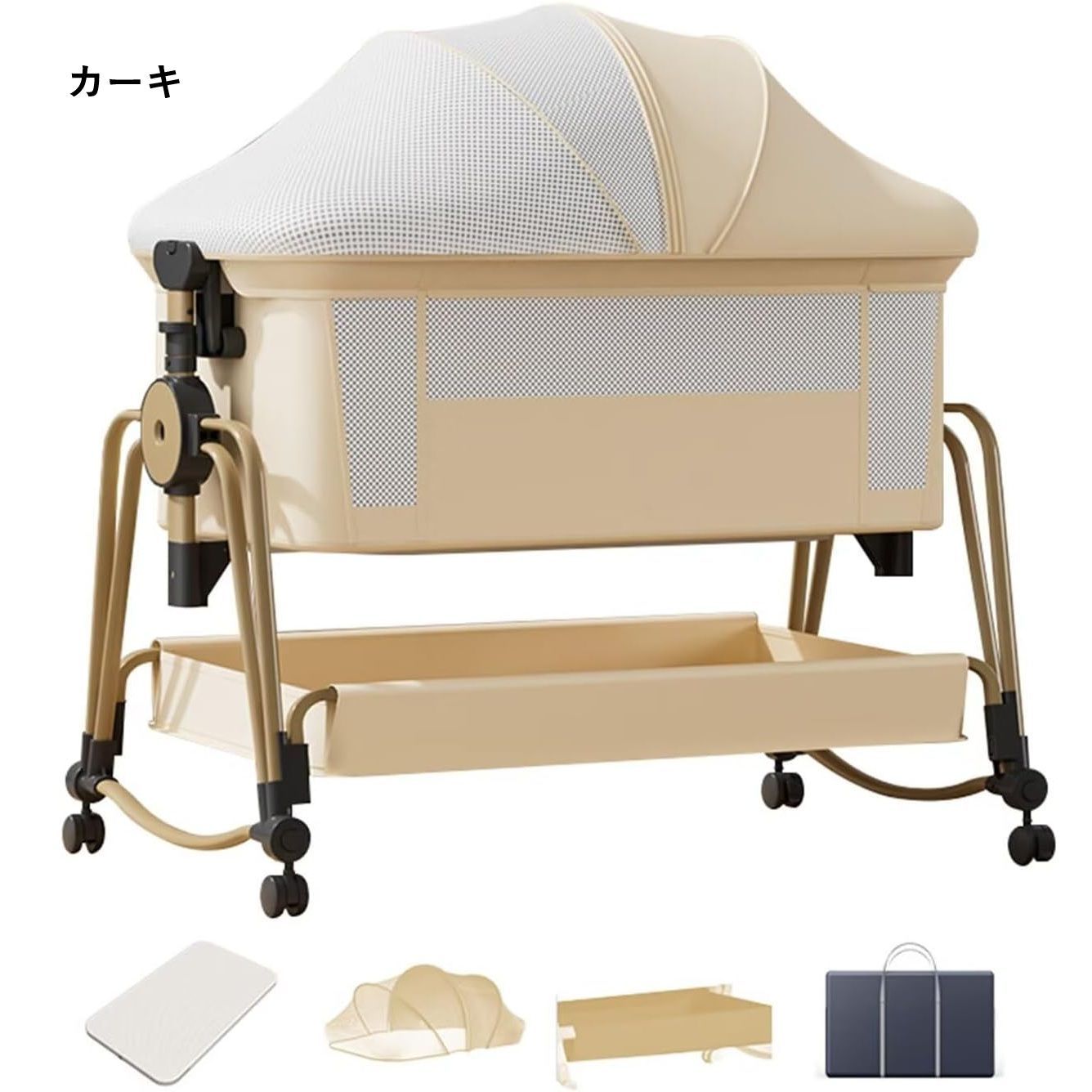 AORTD ベビーベッド 添い寝 乳児用ベッド 新生児ベッド 高さ5段調節