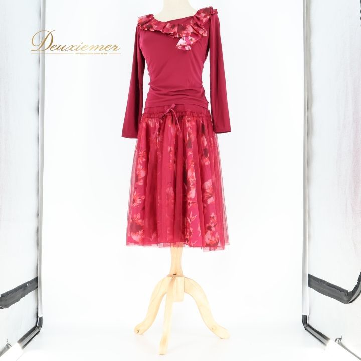 Chacott チャコット　フリル付きダンス衣装 社交ダンス 衣装 チャコット Chacott トップス スカート ツーピース