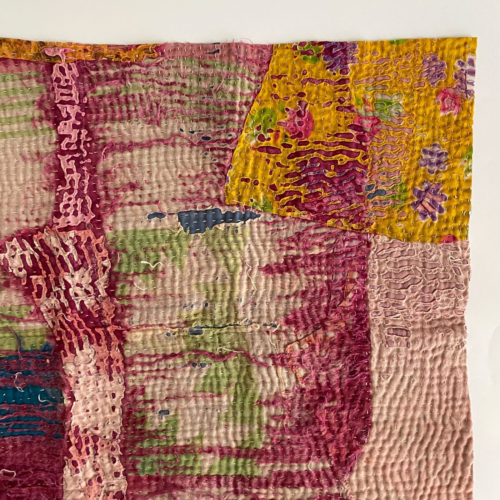 ヴィンテージ　カンタキルト ラリーキルト インド製 大判パッチワーク 3567 ラリーキルト カンタキルト オールドファブリック ハギレ インド