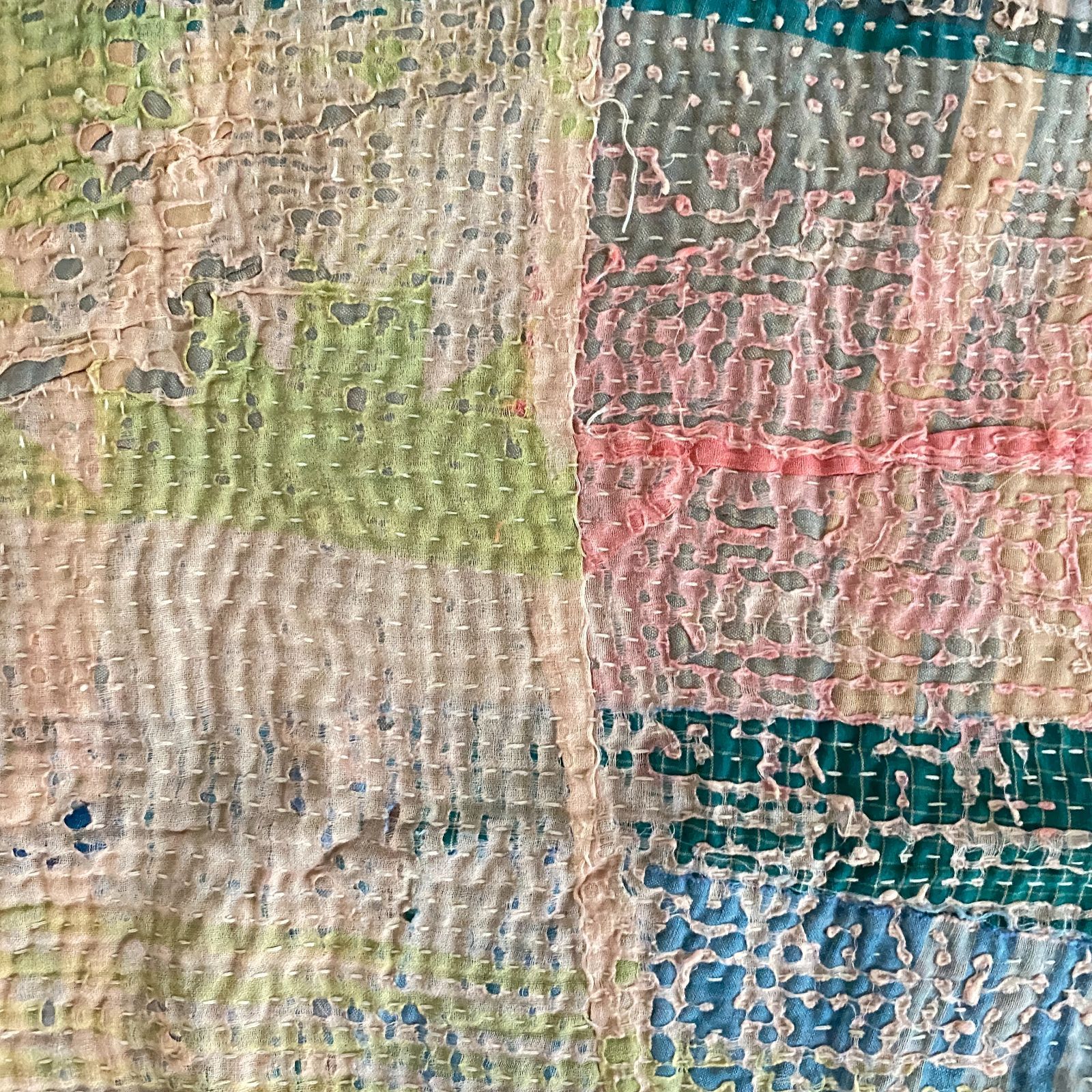 3567 ラリーキルト カンタキルト オールドファブリック ハギレ インド