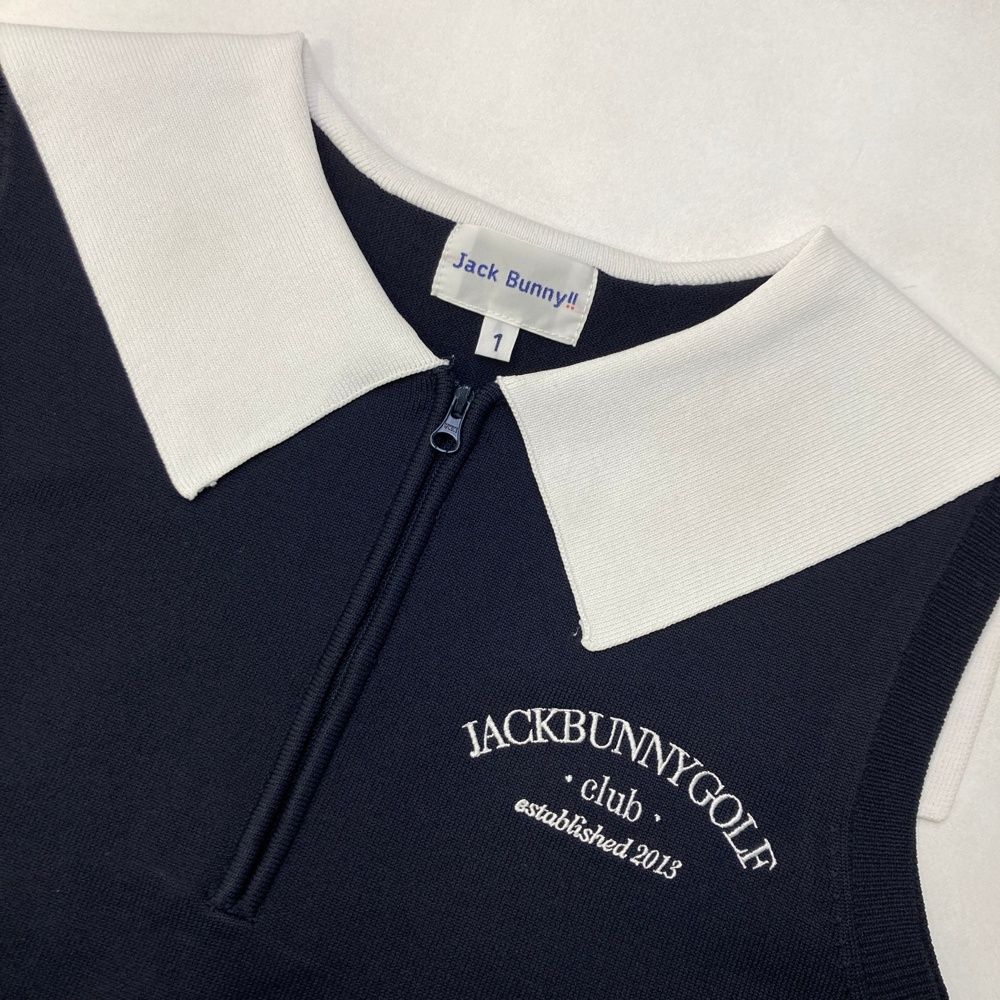 【新品未使用】Jack Bunny! ハーフジップポロシャツ セーラー風 サイズ：1 JACK BUNNY ジャックバニー 2024年モデル ハーフジップ