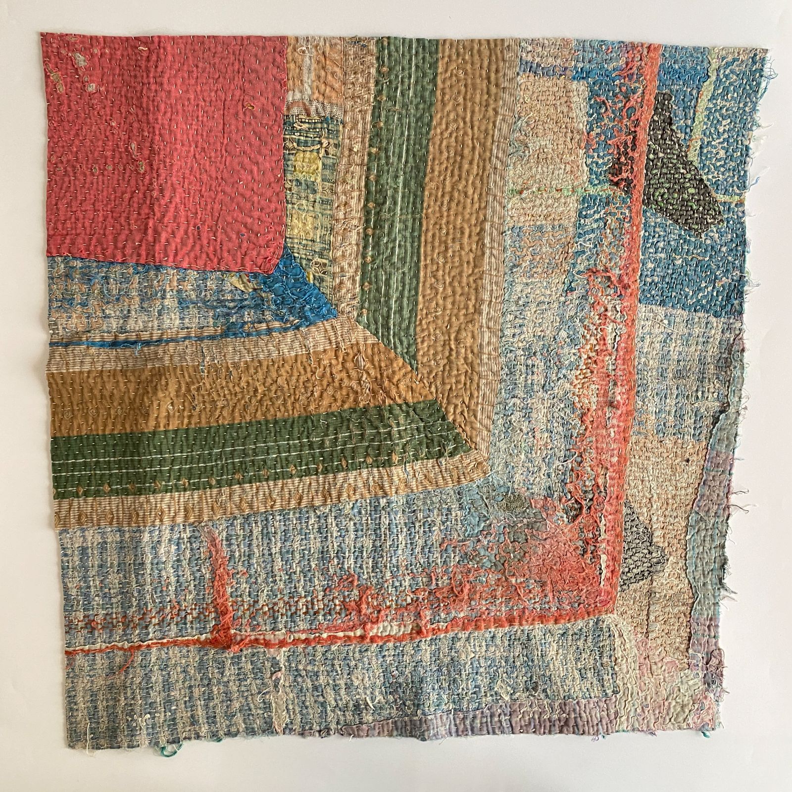 ヴィンテージ　カンタキルト ラリーキルト インド製 大判パッチワーク 3568 ラリーキルト カンタキルト オールドファブリック ハギレ インド