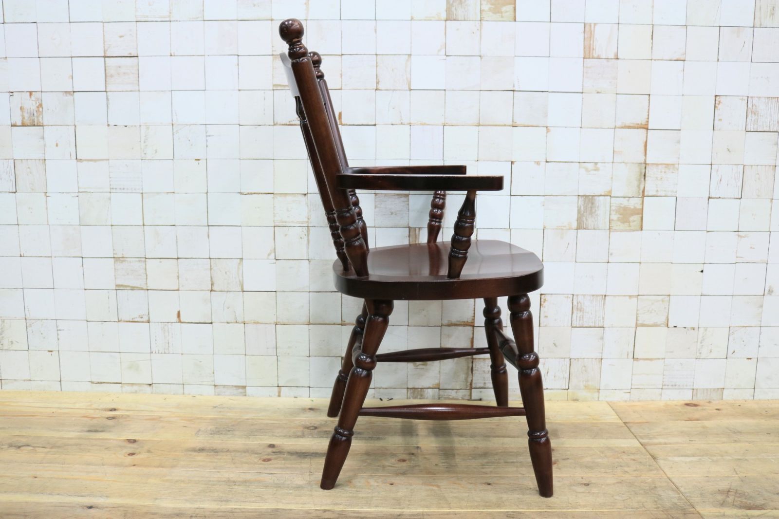 GMIK779A○北海道民芸 ダイニングチェア ウィンザーチェア アーム