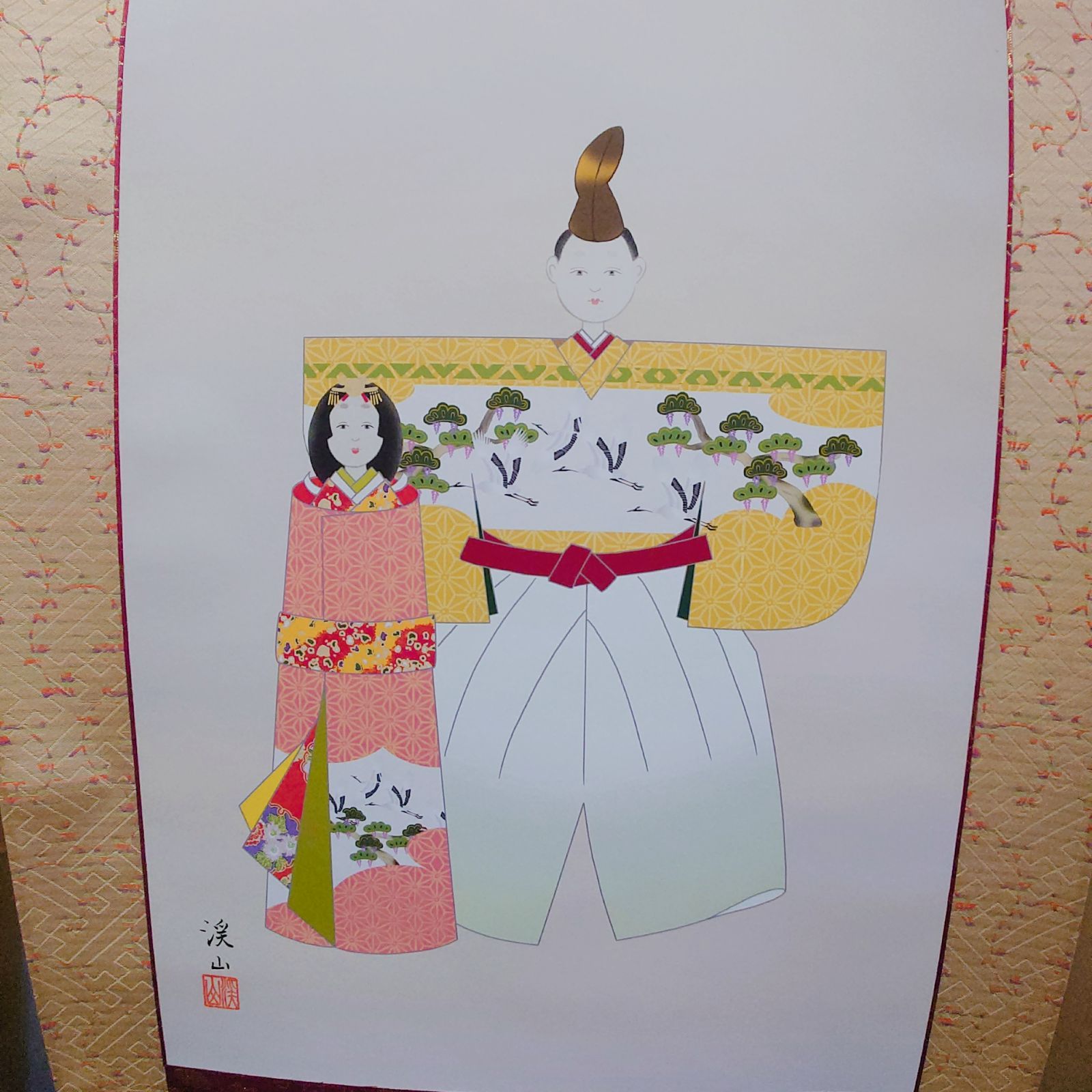 観賞用 掛軸 掛け軸 立雛 桃の節句 ひな祭り 季節 春 桐箱付 - メルカリ