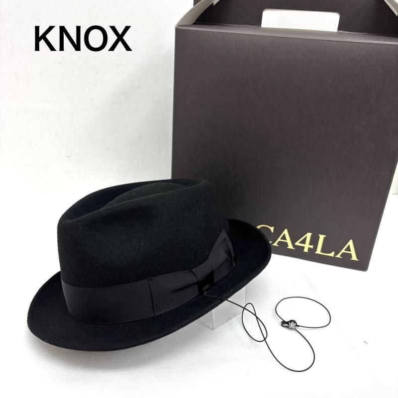【中古】カシラ KNOX別注 ハイバックハット 中折れ帽 帽子 ドロップ型 ワンカラー 59cm 黒 ブラック ksz-nahb-pa422 ノックス CA4LA カシラ KNOX NEW YORK 中折れハット 59cm ウールハット