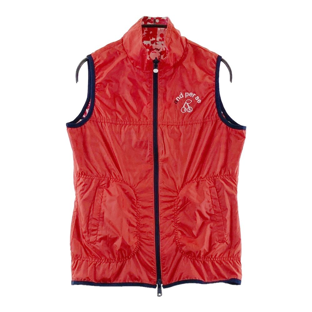 サイズ：M AND PER SE アンパスィ リバーシブル ベスト 花柄×ボーダー