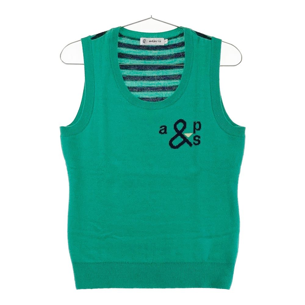 サイズ：M AND PER SE アンパスィ ウール混 ニットベスト ボーダー柄