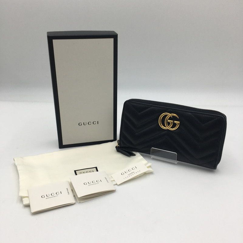 中古品】GUCCI グッチ GGマーモント ダブルG ジップアラウンド