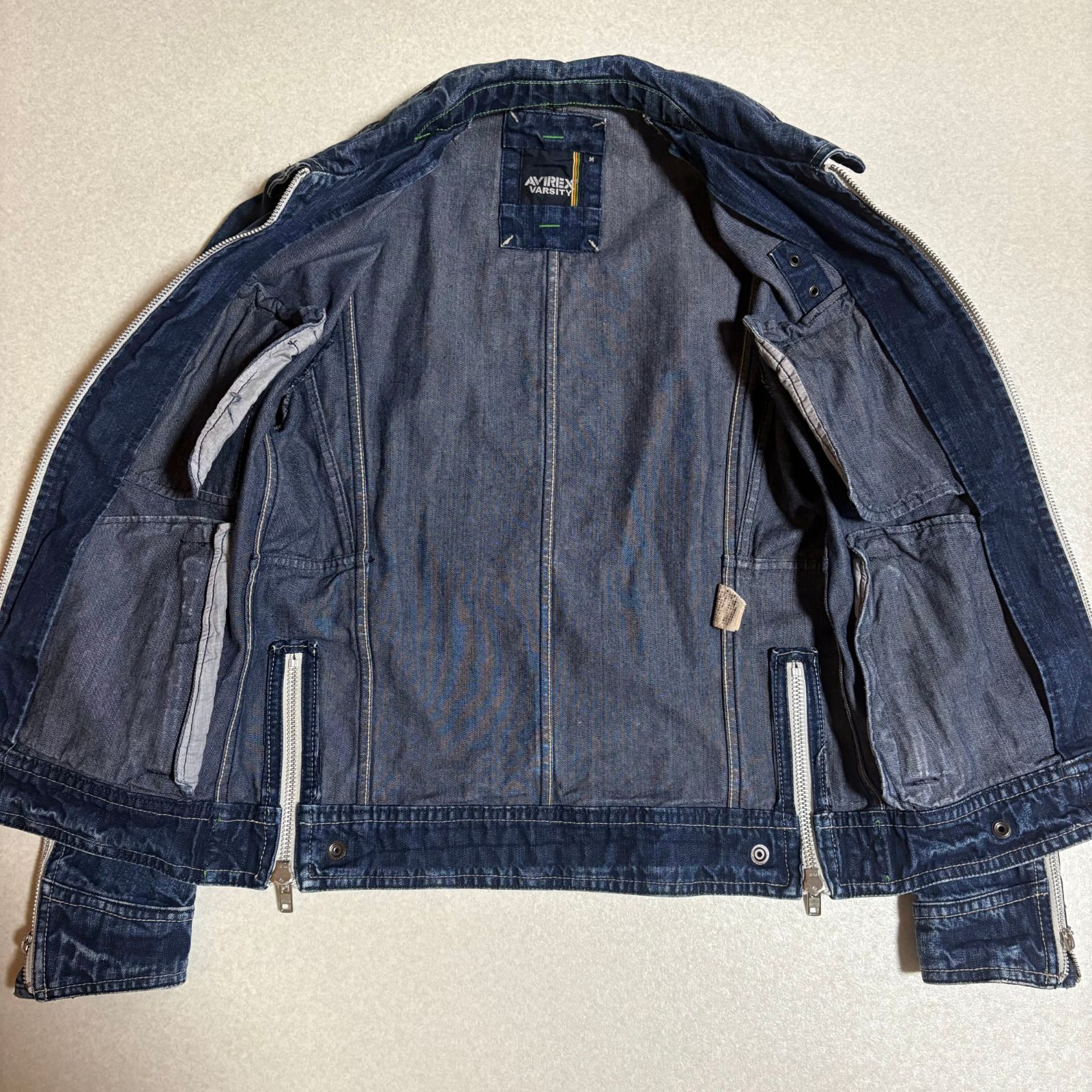 極美品】 AVIREX アヴィレックス VARSITYライン デニムジャケット 