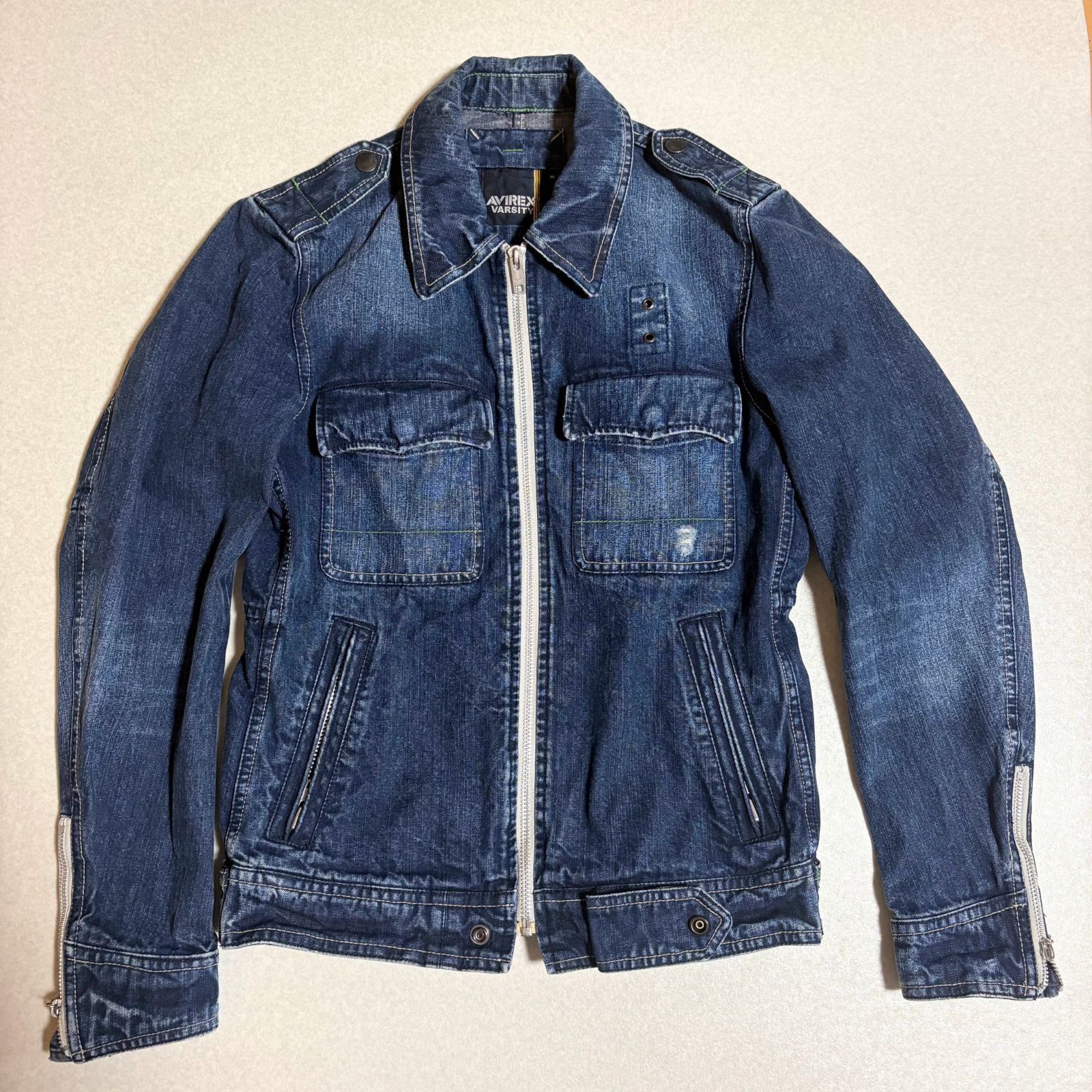 極美品】 AVIREX アヴィレックス VARSITYライン デニムジャケット 