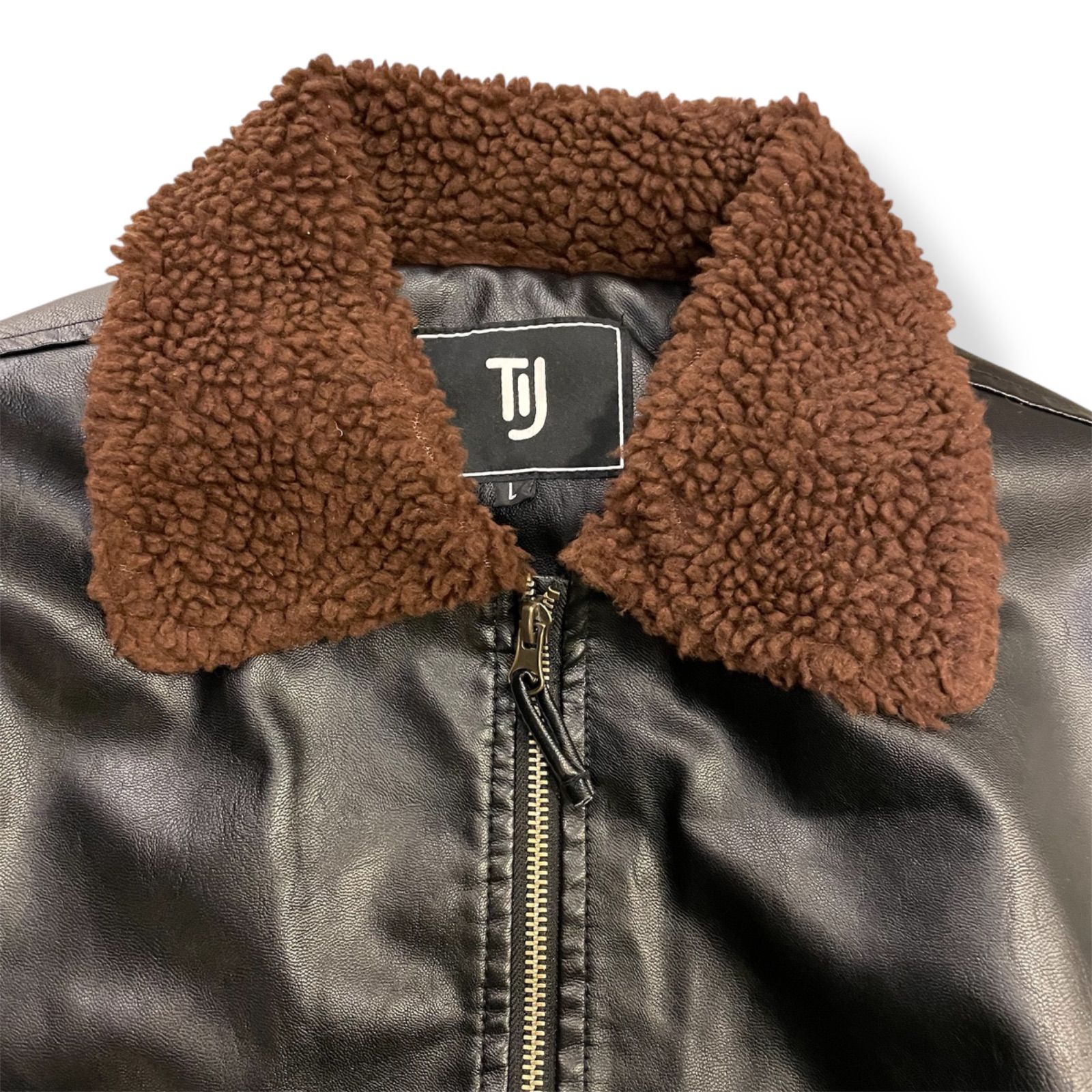 襟ボア ☆フライトジャケット ☆PUレザー ☆レザージャケット