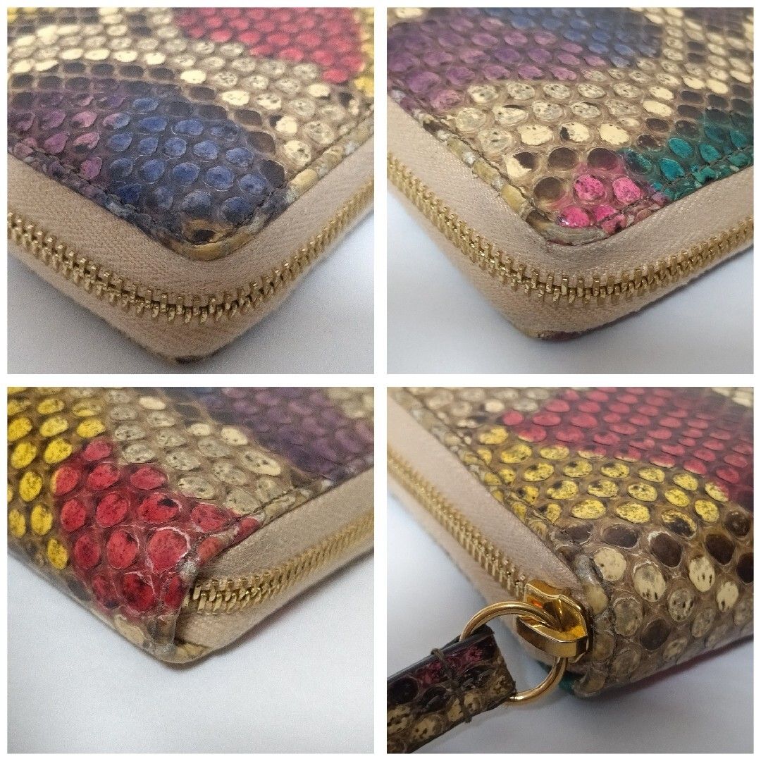 美品 グッチ GGマーモント パイソン ラウンドファスナー 長財布 456117