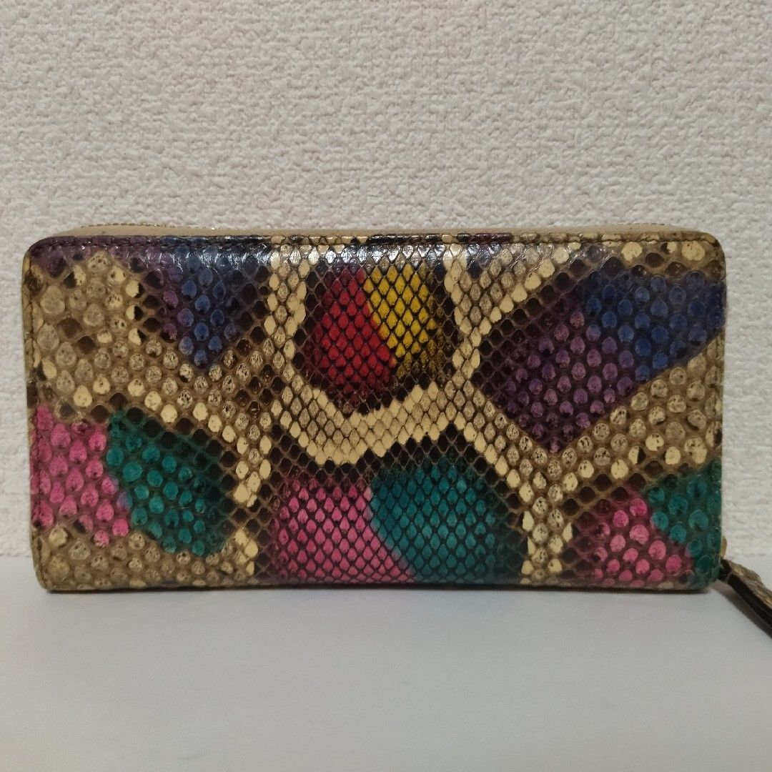 美品 グッチ GGマーモント パイソン ラウンドファスナー 長財布 456117