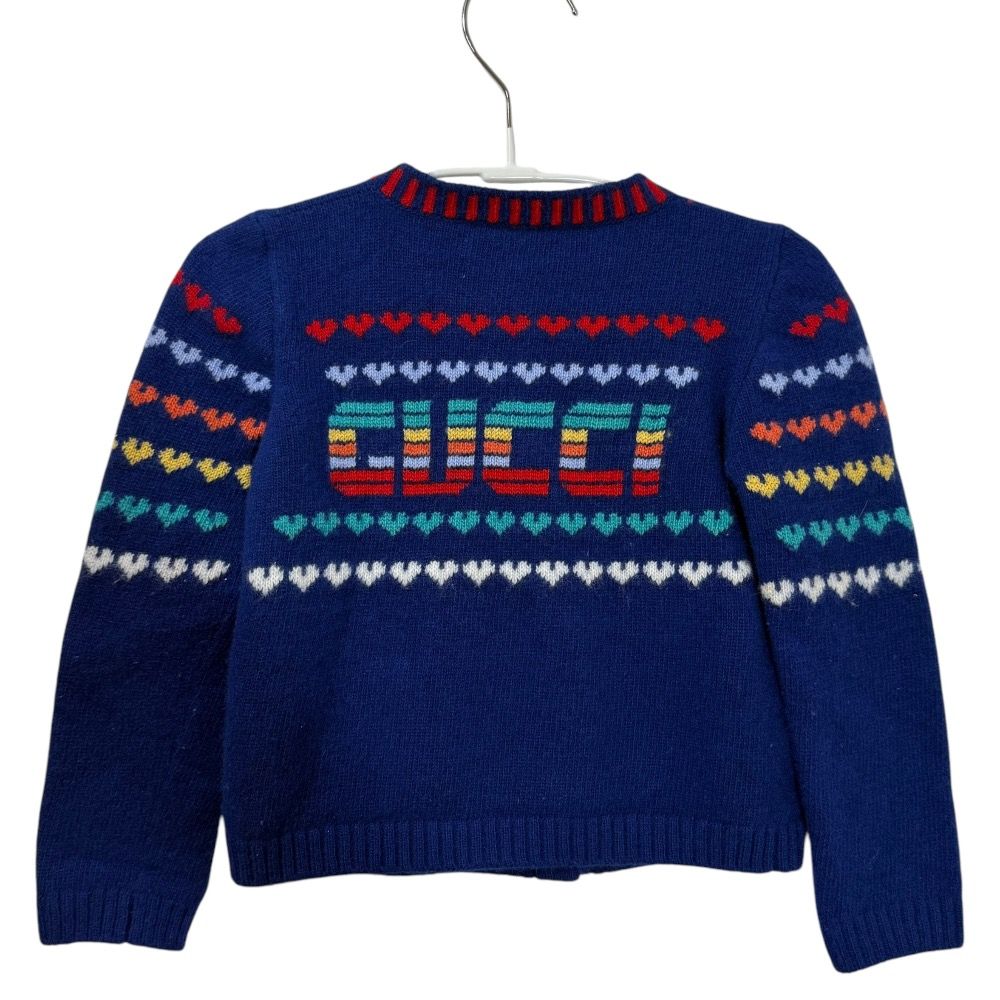 美品 GUCCI グッチ ハート柄 カシミヤブレンド ニット カーディガン 