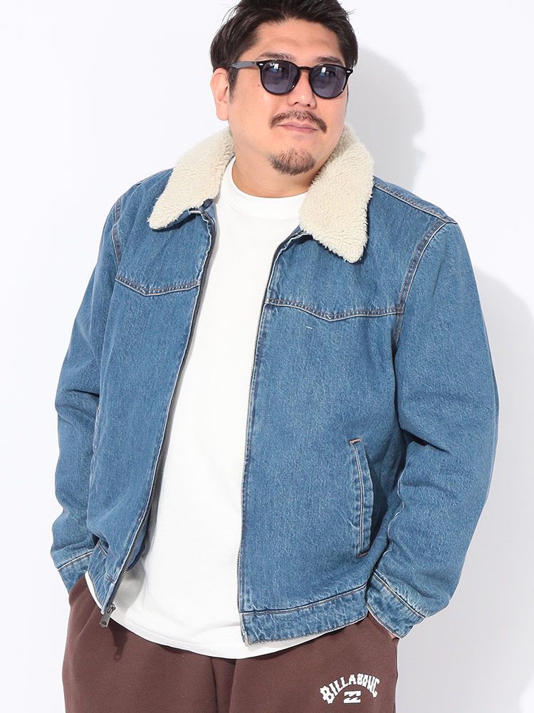 ジャケット メンズ 大きいサイズ ボア襟着脱 フルジップ デニム