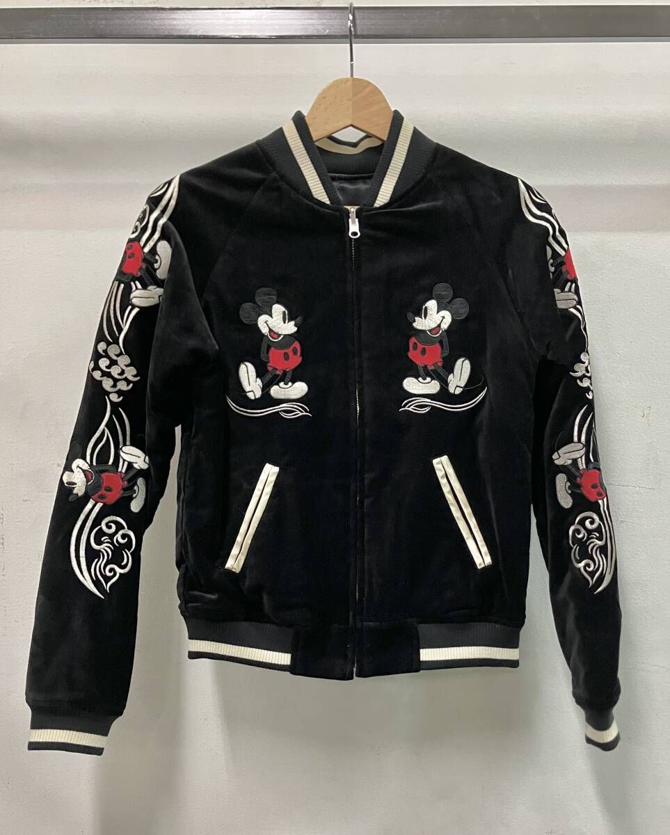 Disney ディズニー スカジャン ミッキーマウス リバーシブル 別珍 刺繍