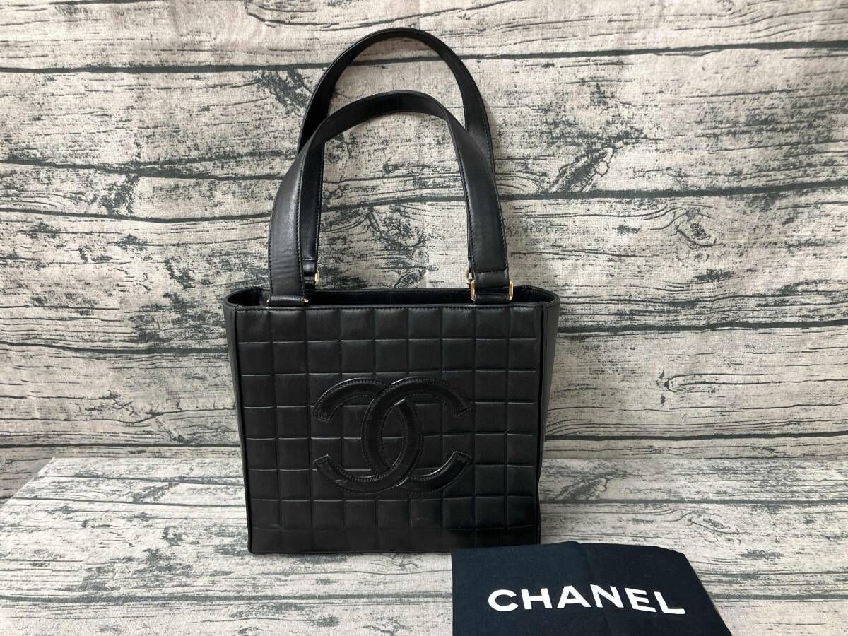 値下げ】【鑑定済み】CHANEL シャネル チョコバー トートバッグ BLK