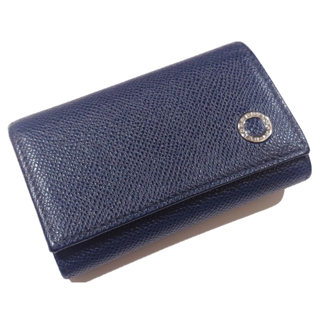 極美品✨ブルガリ キーケース 6連 キーリング サークル レザー ネイビー 青 BVLGARI ブルガリ・ブルガリ マン キーホルダー 6連 キーケース