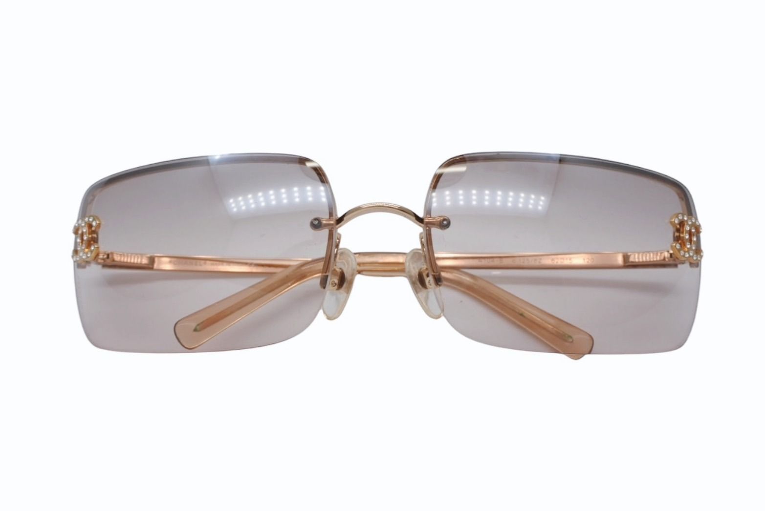 極美品 CHANEL シャネル ココマーク リムレス サングラス 4104-B