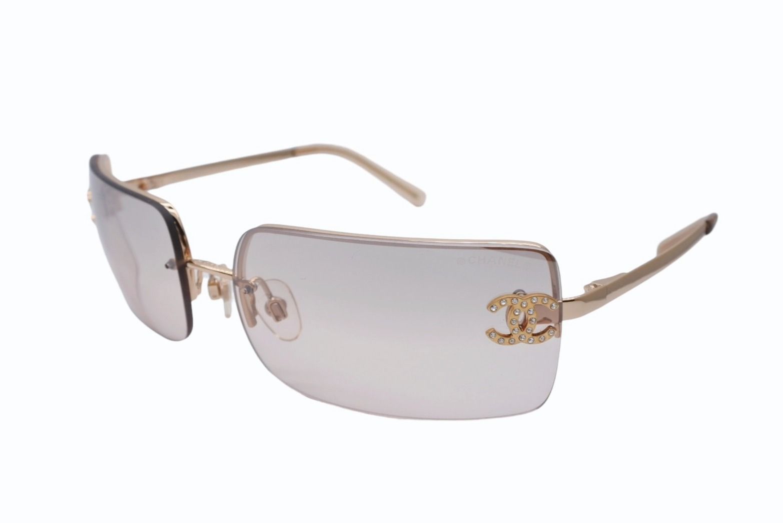 極美品 CHANEL シャネル ココマーク リムレス サングラス 4104-B