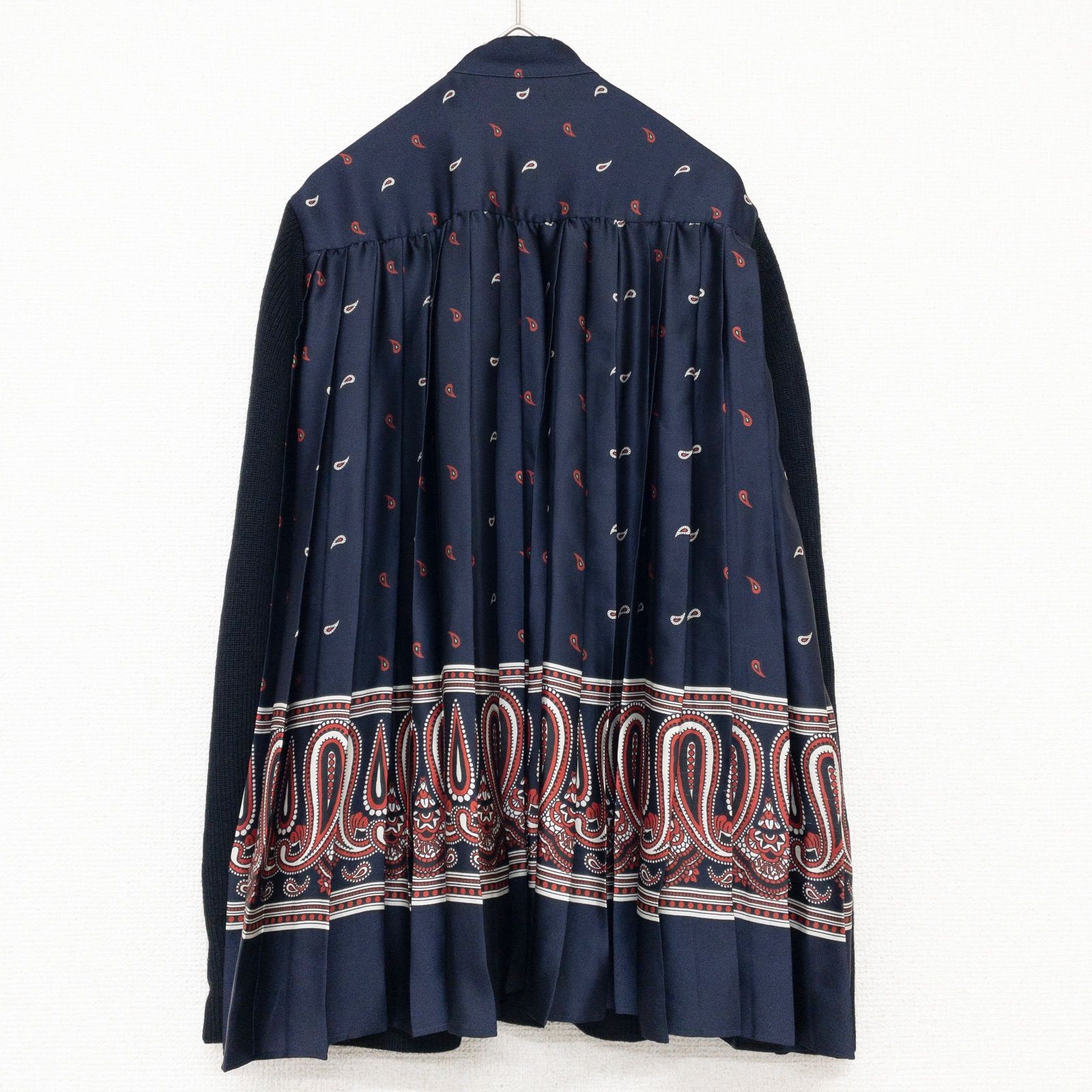 sacai サカイ カーディガン ブラウス ペイズリー プリーツ 異素材 切替
