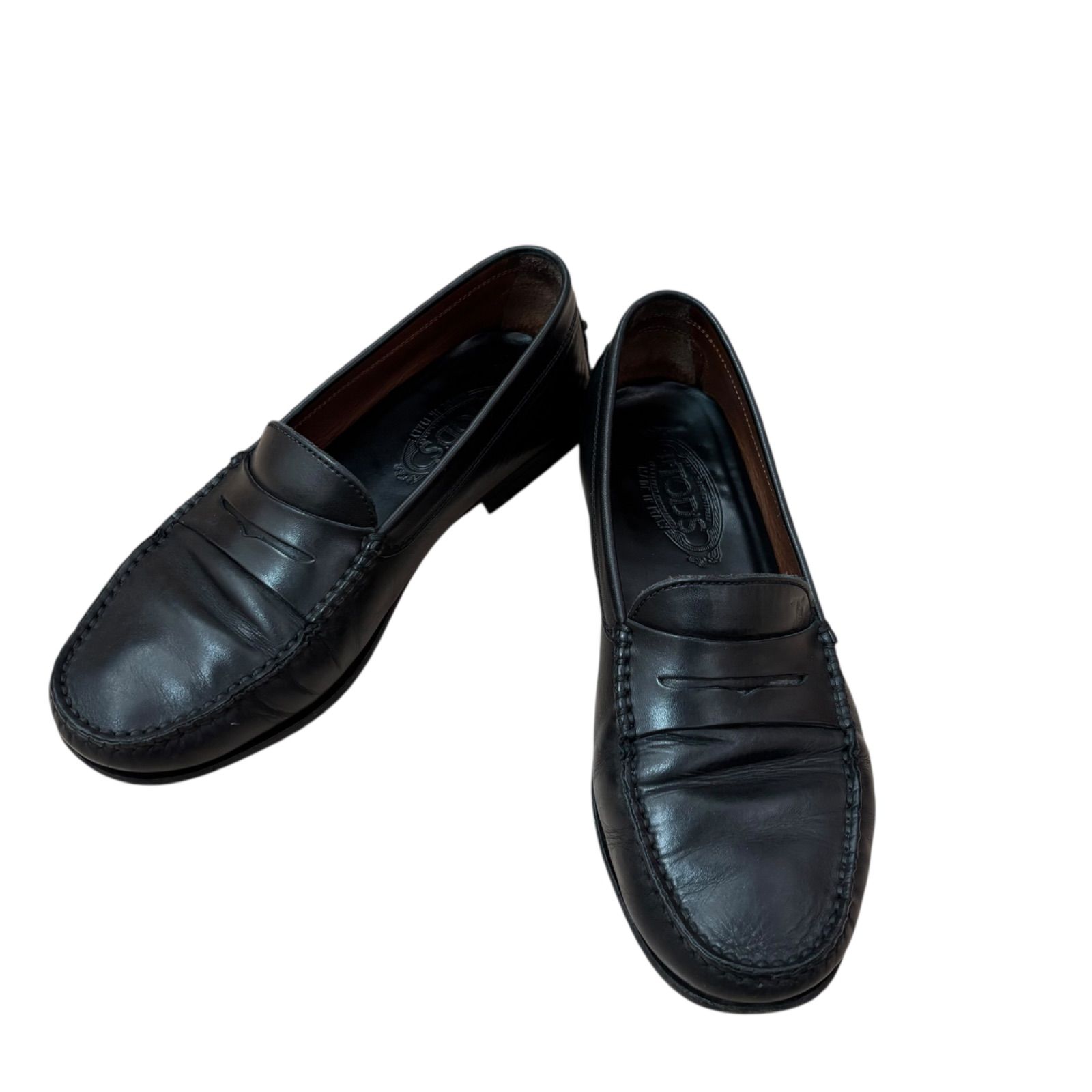 Z1718 TOD'S トッズ イタリア製 レザーローファー ブラック 黒 メンズ