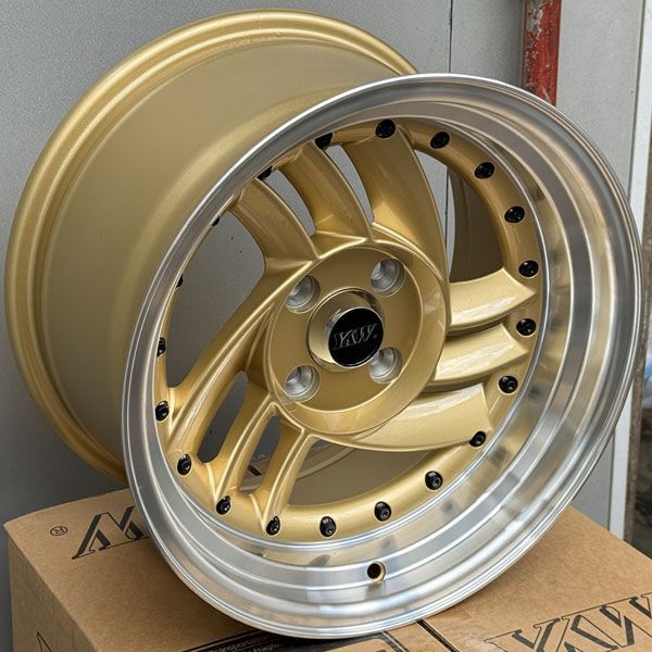 ラス1 新品 15×8.5J +10 PCD 100 4穴 15インチホイール 4本 ゴールド