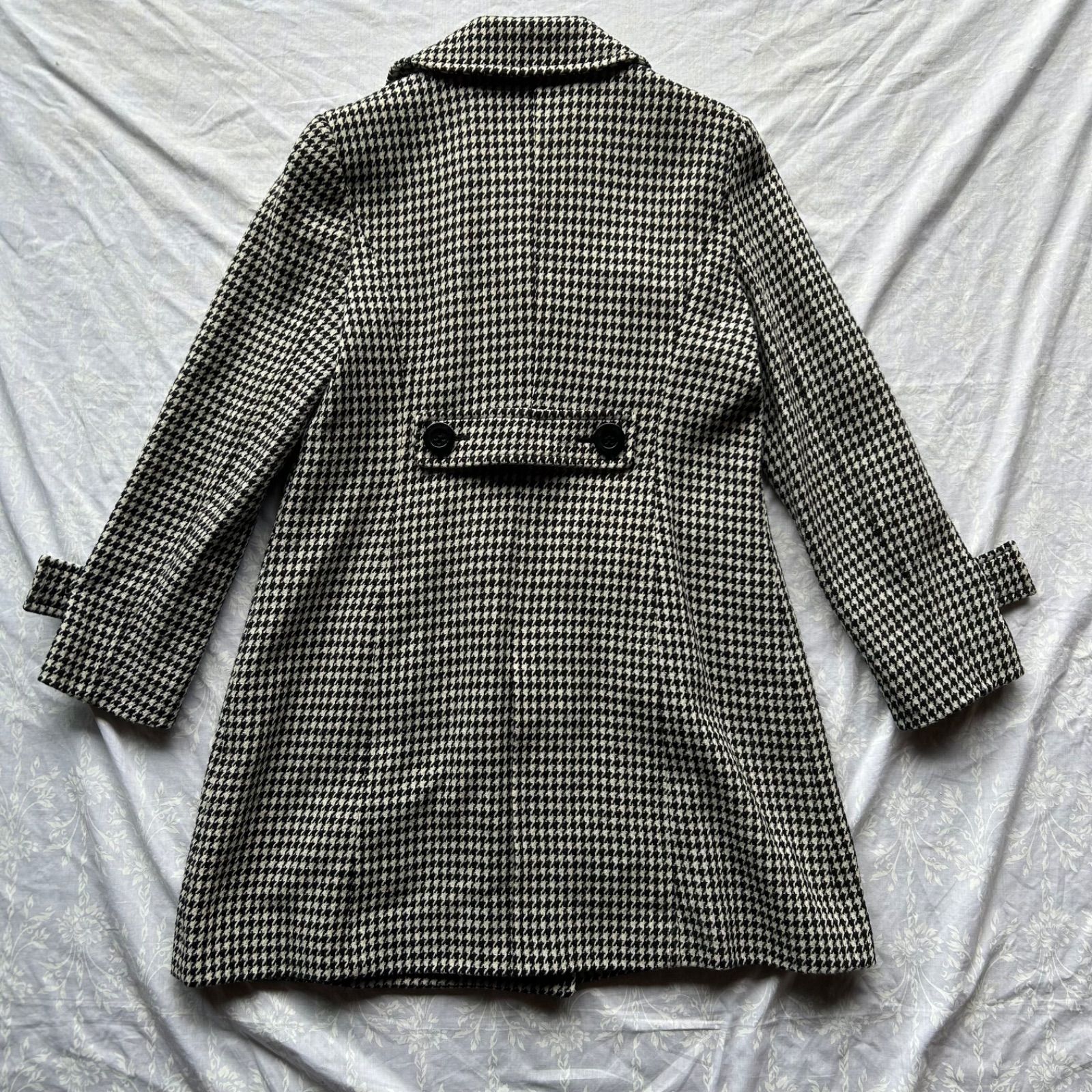 STACY 千鳥格子 ハウンドトゥース ダブルチェスターコート ロング丈