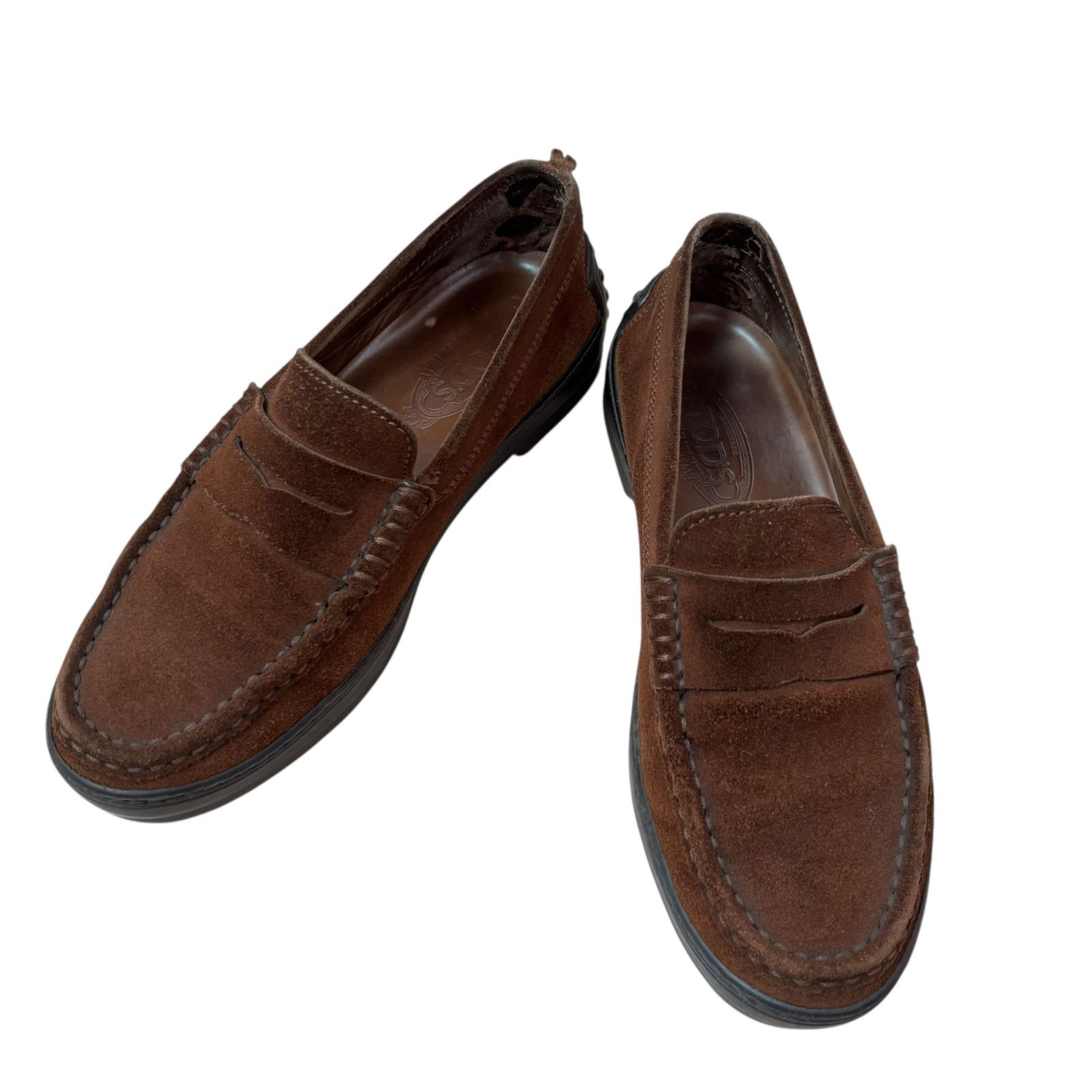 Z1718 TOD'S トッズ イタリア製 スウェードローファー ブラウン 茶色