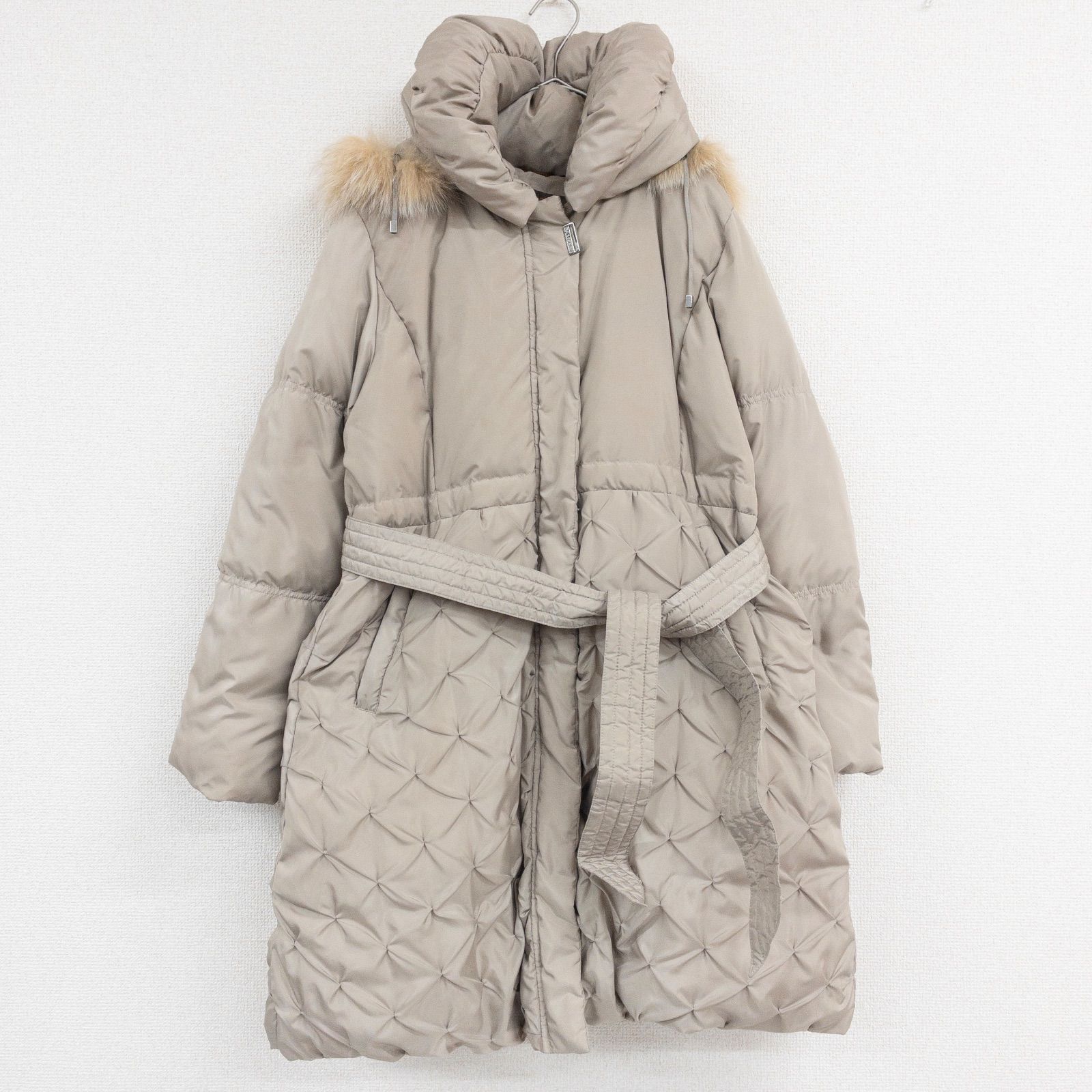 BALMAIN バルマン ダウンコート ロング ファー ベルト フード