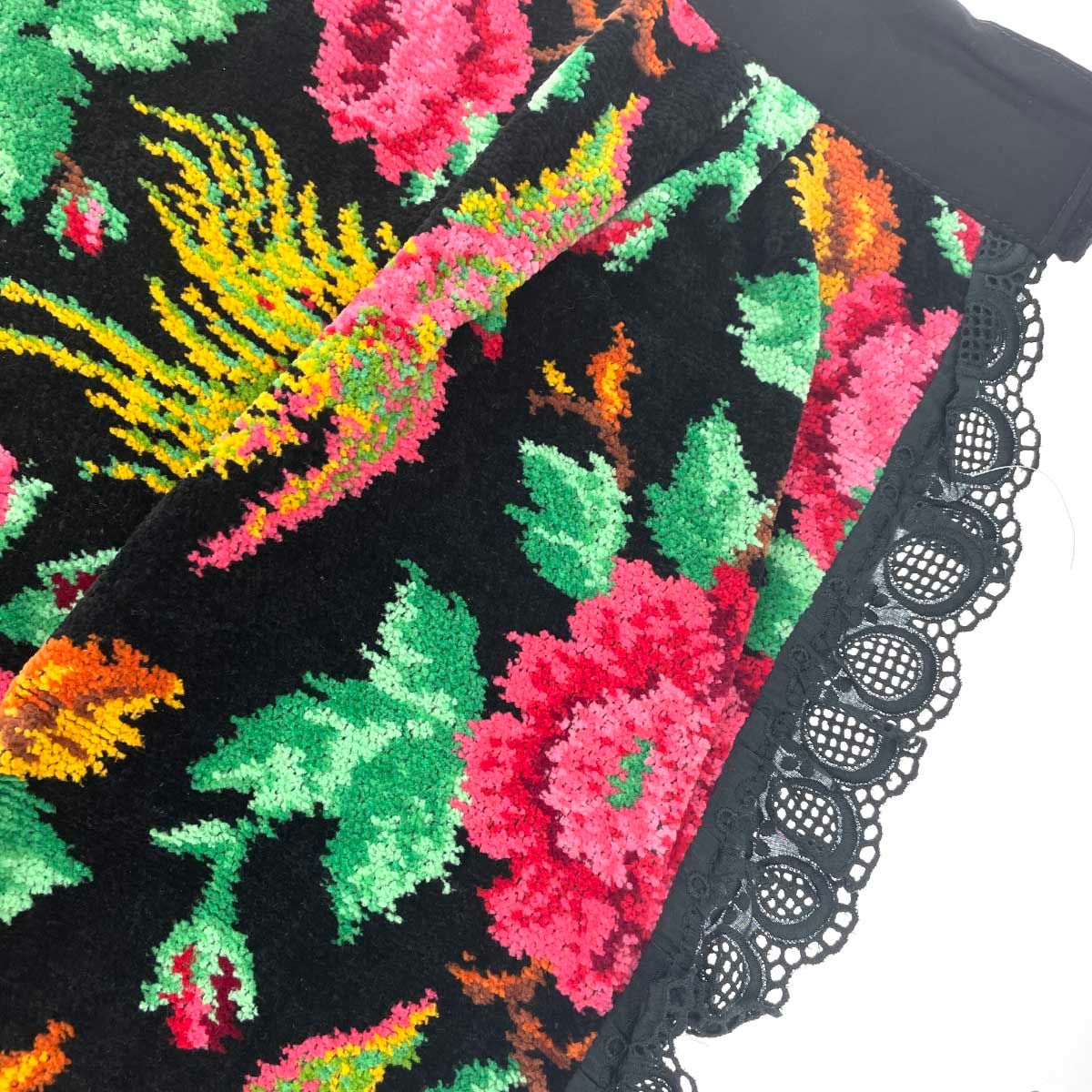 FEILER フェイラー サロンエプロン シェニール織り 花柄 ブラック