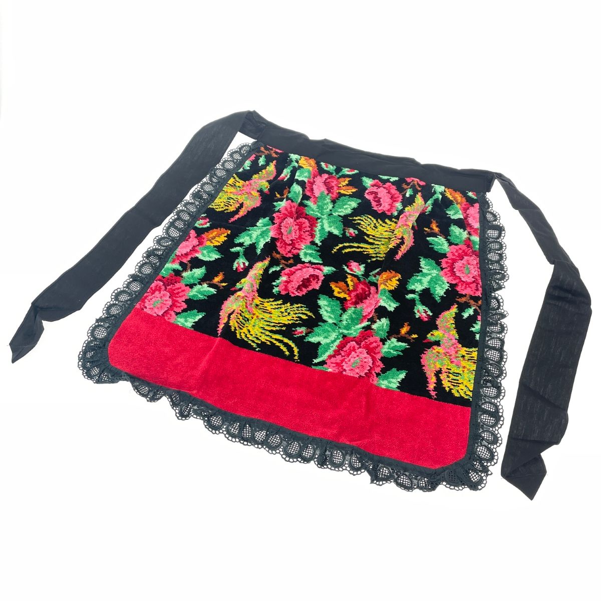 FEILER フェイラー サロンエプロン シェニール織り 花柄 ブラック