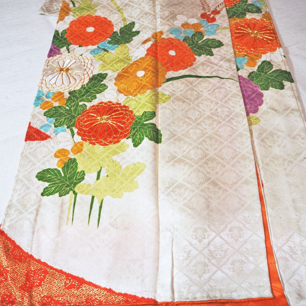 アンティーク着物 絞りと金駒刺繍が美しい振袖 312z22〇セミ