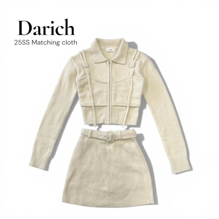 ダーリッチ Darich セットアップ ニット ビスチェドッキング風 ガーリー 25SS Darich ダーリッチ ビスチェドッキングニット ベルトニットミニ
