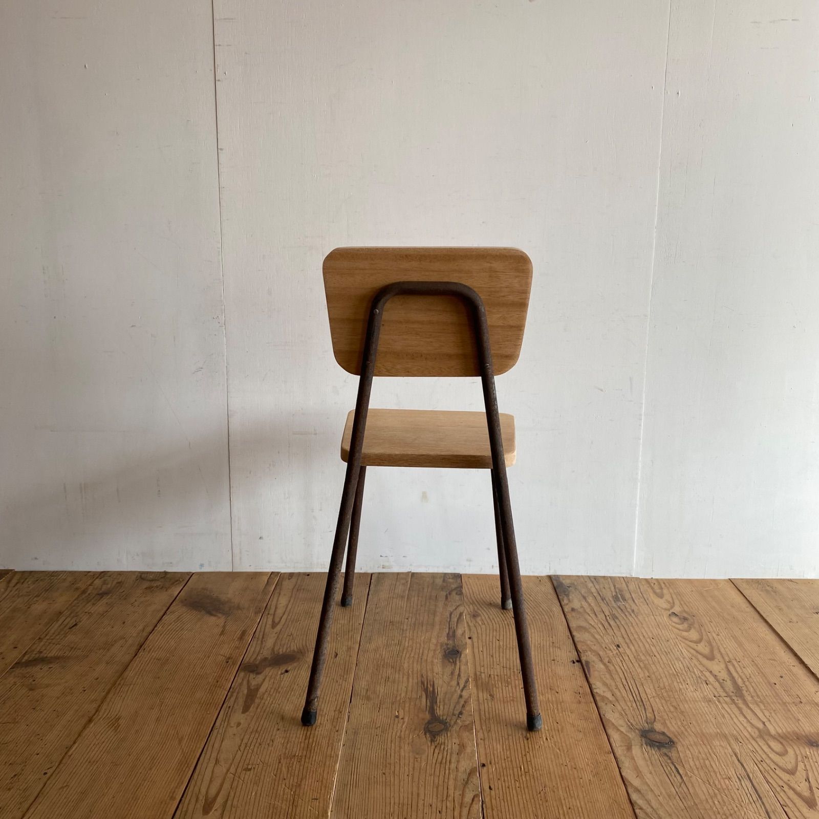 アンティーク 古家具 レトロ 椅子 スツール 木製×スチールチェア