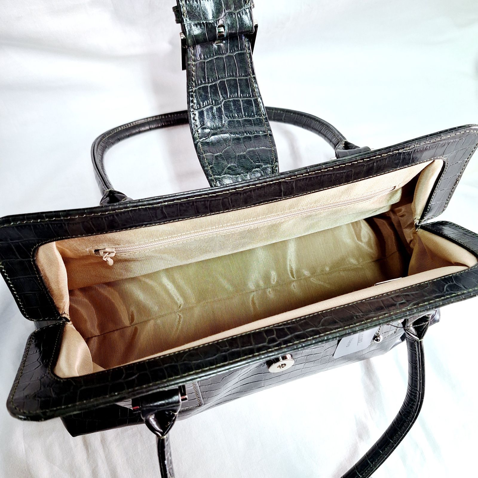 未使用☆タグ付き HAMANO ハマノ 濱野皮革工藝 クロコ型押し 牛革