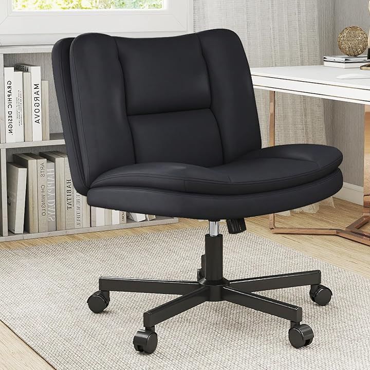 Box DesignLab デスクチェア あぐらチェア ソファチェア 重力ロック PUレザー 90°～105°ロッキング 肘掛けなし 座面広い パソコンチェア 椅子 テレワーク 事務 勉強 在宅ワーク おしゃれ ブラック
