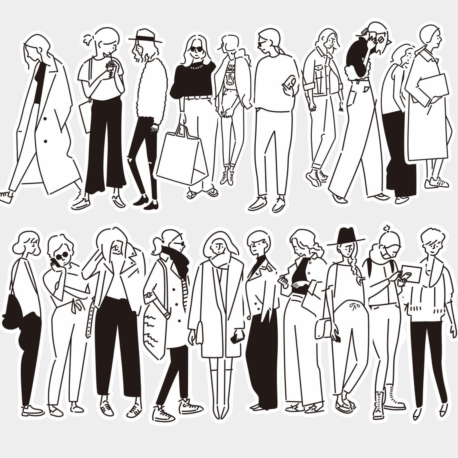 432】コラージュ素材 フレークシール ステッカー 人物 女の子 女性